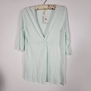 Pure Jill Womens Mist Heath 3/4 Sleeve Knot V-Neck Tunic Top Medium New $59